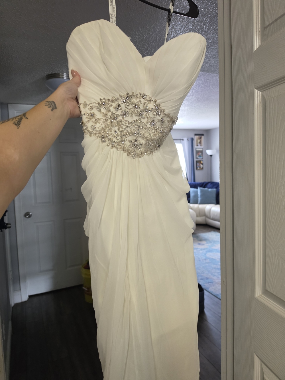 David Tutera Strapless White Chiffon Wedding Dress